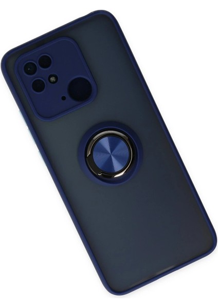 Newface Xiaomi Redmi 10C Kılıf Montreal Yüzüklü Silikon Kapak - Lacivert