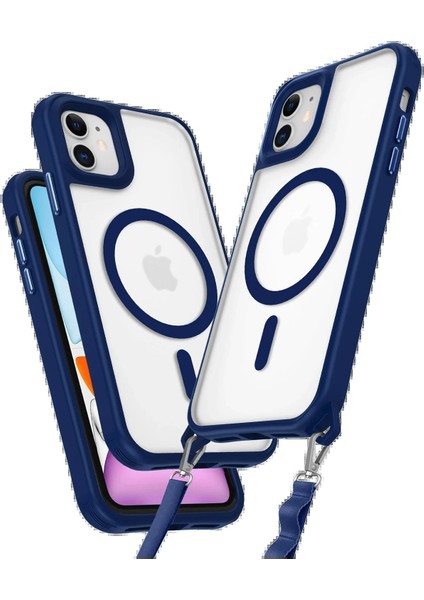 Newface iPhone 11 Kılıf Enka Magsafe Silikon Kılıf - Lacivert