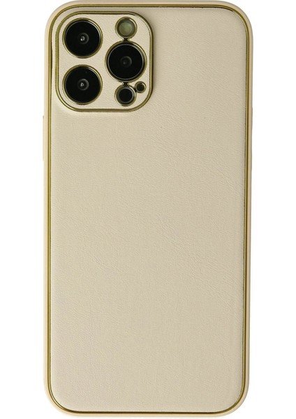 Newface iPhone 13 Pro Kılıf Coco Deri Silikon Kapak - Gold