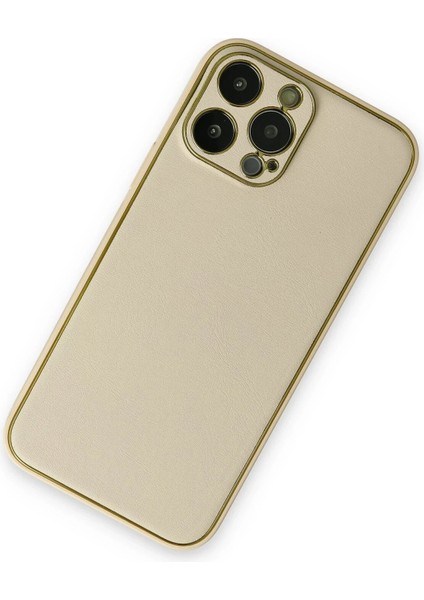 Newface iPhone 13 Pro Kılıf Coco Deri Silikon Kapak - Gold