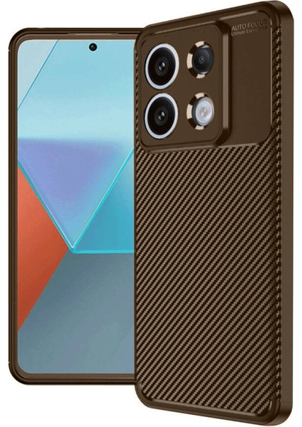 Newface Xiaomi Redmi Note 13 Pro 4g Kılıf Auto Focus Karbon Kapak - Kahverengi