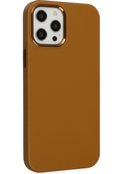 Newface iPhone 12 Pro Max Kılıf Asya Deri Silikon - Kahverengi