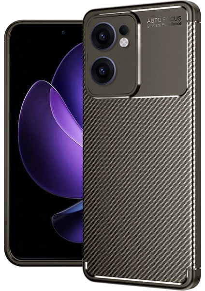 Newface Oppo Reno 13F Kılıf Auto Focus Karbon Kapak - Kahverengi