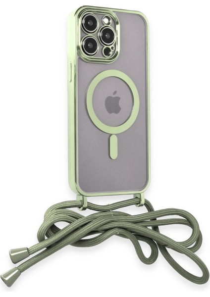 Newface iPhone 12 Pro Max Kılıf Divo Lazer Askılı Magsafe Kapak - Koyu Yeşil