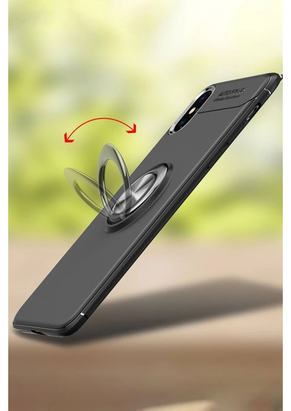 Newface iPhone Xs Max Kılıf Range Yüzüklü Silikon - Mavi