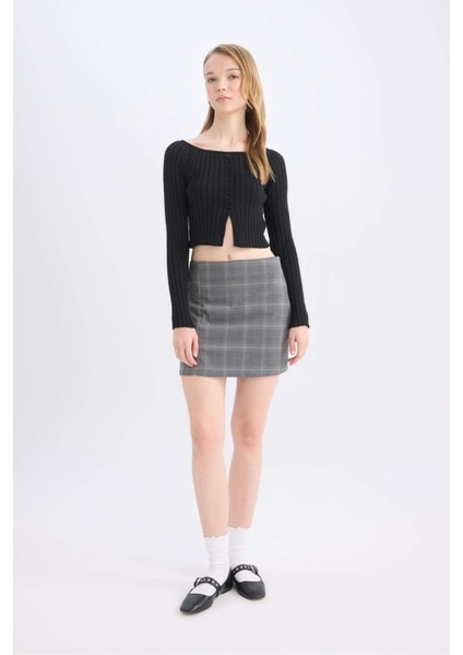 Coool Kareli Yüksek Bel Mini Etek E1810AX24WN fırsatları