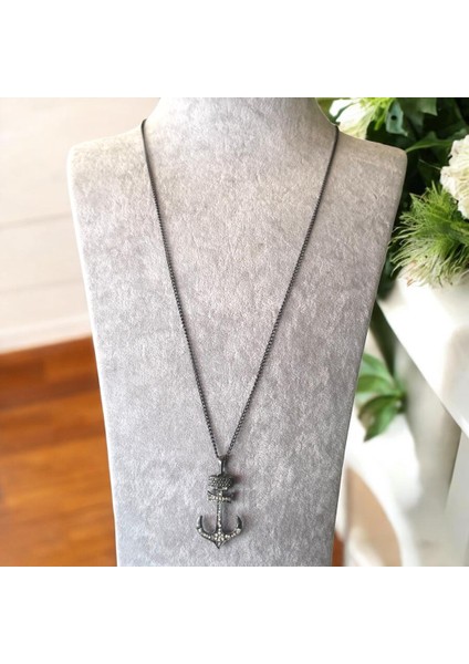 Uzun Çapa Uçlu Taşlı Unisex Bijuteri Kolye