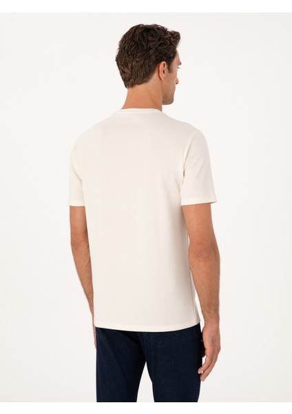 Erkek Ekru Regular Fit Baskılı Bisiklet Yaka T-shirt 50311681-VR019 indirimleri
