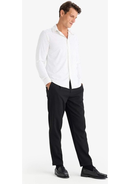 Yazlık Kumaş Pileli Pantolon Tailored Regular Fit Normal Kesim Basic Düz Cepli Düz Paça A7273AX25SP