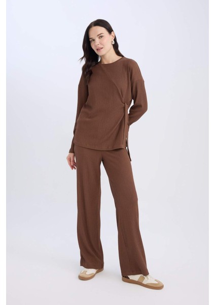 Bürümcük Pantolon Wide Leg Geniş Bol Paça Esnek Belli C0200AX24AU fiyatları