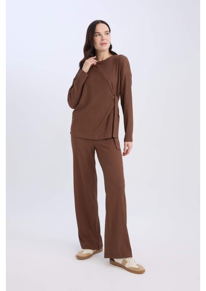 Bürümcük Pantolon Wide Leg Geniş Bol Paça Esnek Belli C0200AX24AU indirimleri