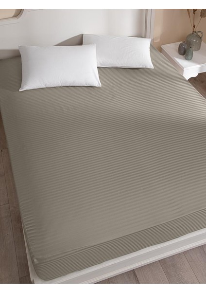 Çarşaf Stripe Saten Düz Lastikli Çift Kişilik modelleri