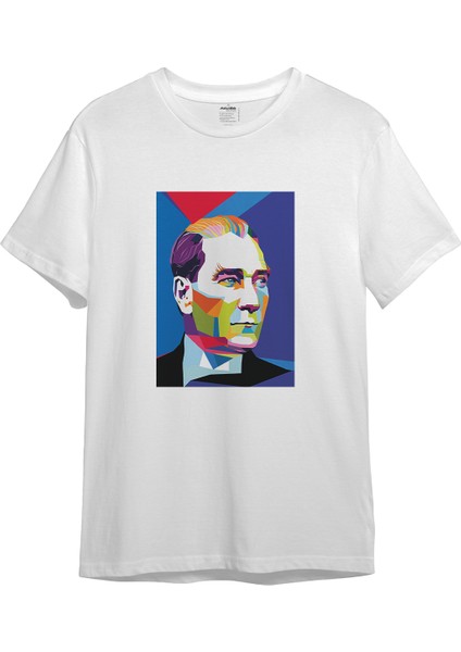 Atatürk Pop Art Tişört - Beyaz