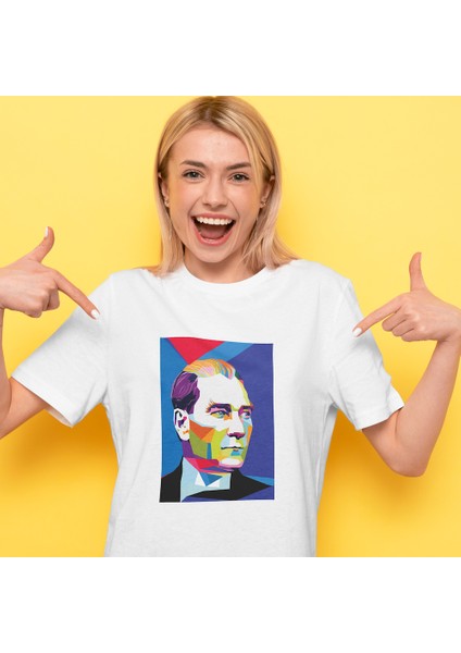 Atatürk Pop Art Tişört - Beyaz modelleri