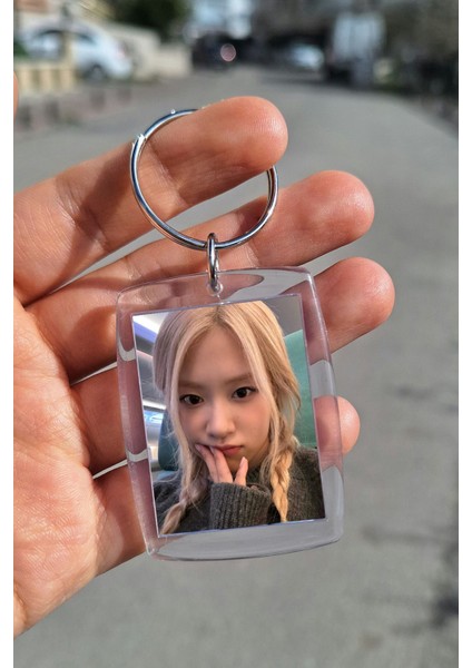Elite Şeffaf Çerçeve Anahtarlık - Rose Blackpink 1 Adet