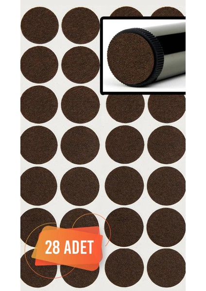 Yapışkanlı Mobilya Masa Sandalye Parke Zemin Ayak Koruyucu Kaydırmaz Keçesi 28 mm (28'li Paket)