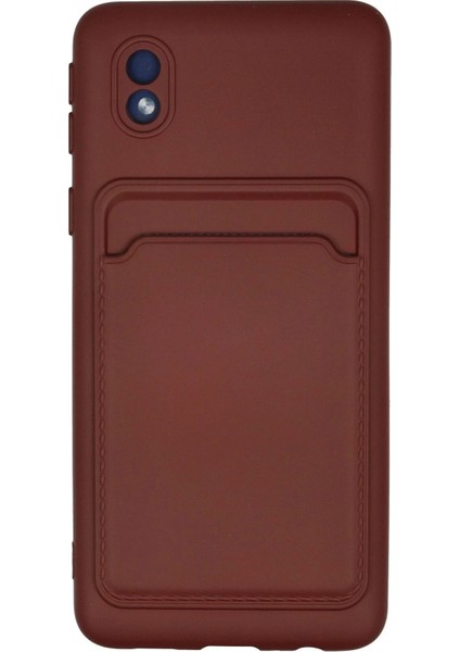 Newface Samsung Galaxy A01 Core Kılıf Kelvin Kartvizitli Silikon - Bordo
