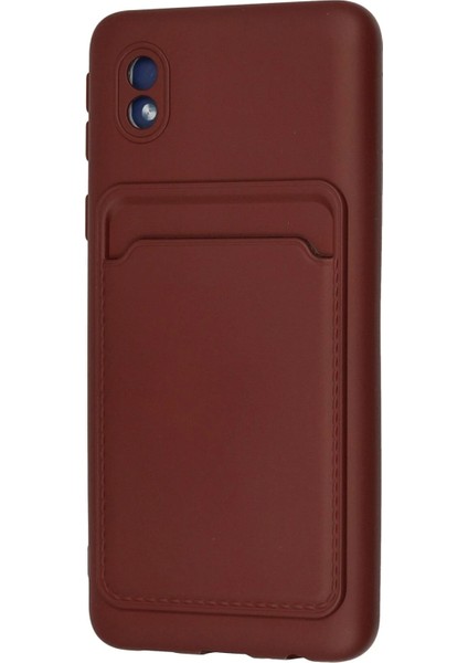 Newface Samsung Galaxy A01 Core Kılıf Kelvin Kartvizitli Silikon - Bordo modelleri