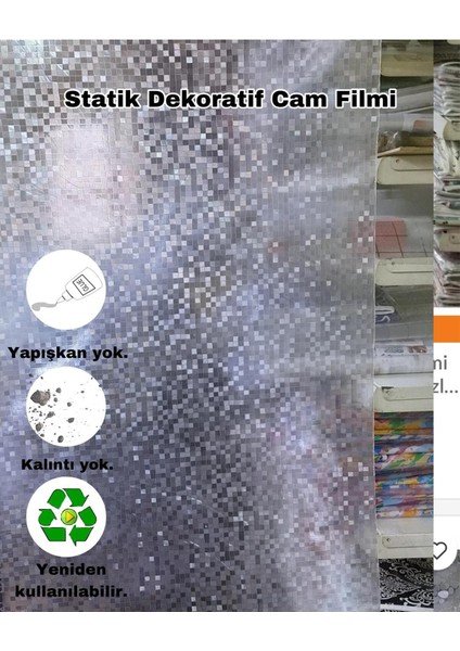 Elite Cam Filmi Kaplama Statik Folyo Buzlu Desenli Duşa Kabin Pencere Ofis Dekorasyon 1 Adet