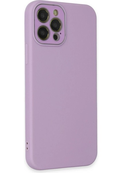 Newface iPhone 12 Pro Max Kılıf Lansman Glass Kapak - Lila