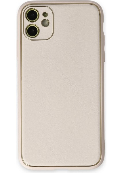 Newface iPhone 12 Kılıf Coco Deri Silikon Kapak - Beyaz