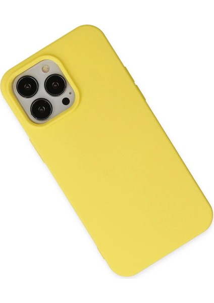 Newface iPhone 14 Pro Max Kılıf Nano Içi Kadife Silikon - Sarı
