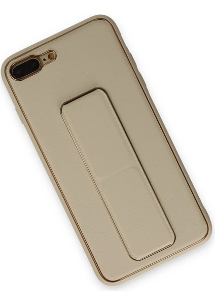 Newface iPhone 7 Plus Kılıf Coco Deri Standlı Kapak - Gold