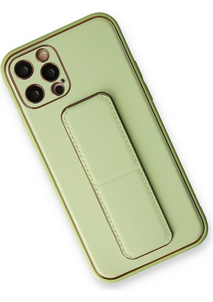 Newface iPhone 12 Pro Kılıf Coco Deri Standlı Kapak - Su Yeşili