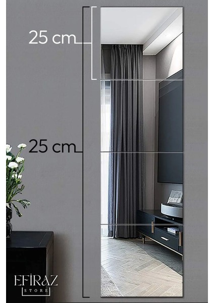 Elite Dekoratif 4 Parçalı Kare Duvar Aynası Seti - 25X25 cm Modern ve Şık Tasarım 1 Adet