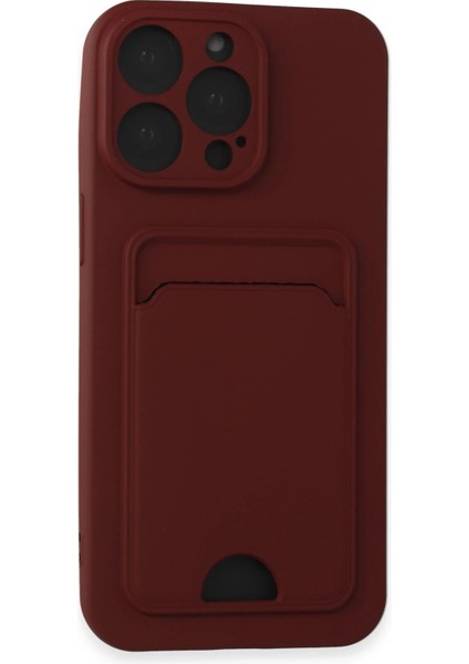 Newface iPhone 15 Pro Kılıf Kelvin Kartvizitli Silikon - Bordo