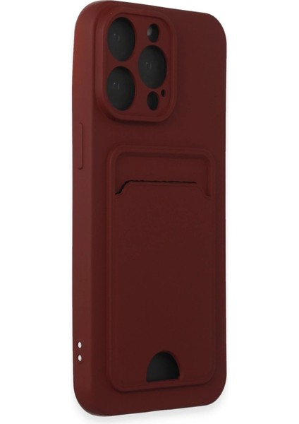 Newface iPhone 15 Pro Kılıf Kelvin Kartvizitli Silikon - Bordo