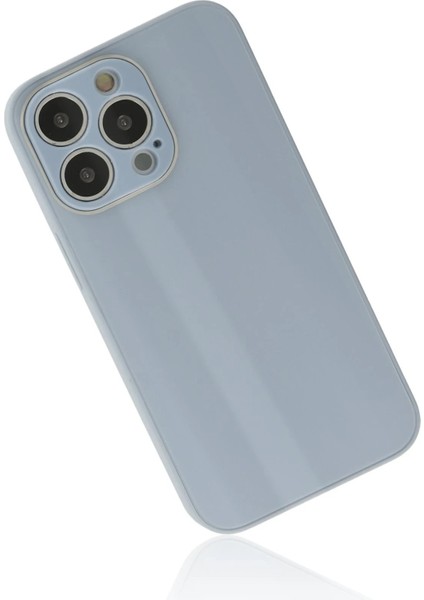 Newface iPhone 14 Pro Max Kılıf Glass Kapak - Sky Blue