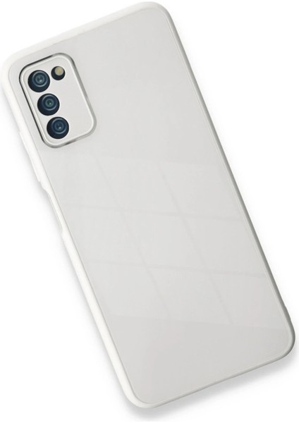 Newface Samsung Galaxy A03S Kılıf Glass Kapak - Beyaz fiyatları