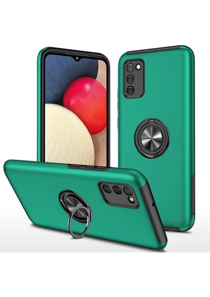 Newface Samsung Galaxy A02S Kılıf Elit Yüzüklü Kapak - Yeşil
