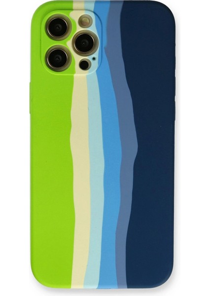 Newface iPhone 12 Pro Max Kılıf Ebruli Lansman Silikon - Yeşil-Koyu Yeşil