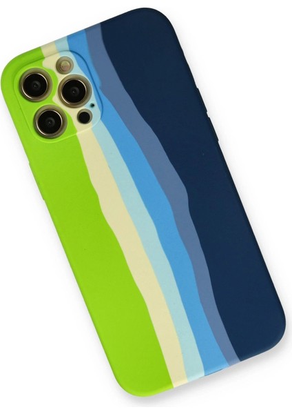 Newface iPhone 12 Pro Max Kılıf Ebruli Lansman Silikon - Yeşil-Koyu Yeşil