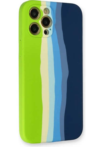 Newface iPhone 12 Pro Max Kılıf Ebruli Lansman Silikon - Yeşil-Koyu Yeşil