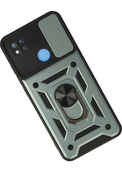 Newface Xiaomi Redmi 9c Kılıf Pars Lens Yüzüklü Silikon - Yeşil