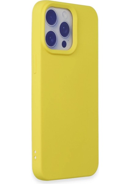 Newface iPhone 15 Pro Max Kılıf Nano Içi Kadife Silikon - Sarı