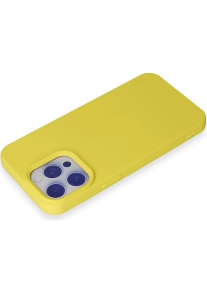 Newface iPhone 15 Pro Max Kılıf Nano Içi Kadife Silikon - Sarı