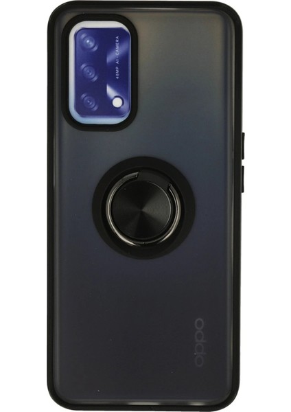 Newface Oppo A74 4g Kılıf Montreal Yüzüklü Silikon Kapak - Siyah