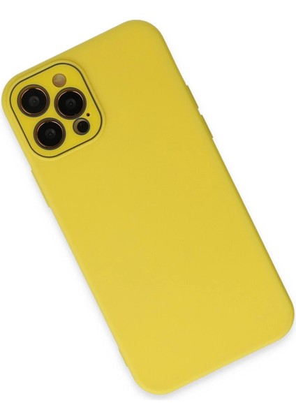 Newface iPhone 12 Pro Max Kılıf Lansman Glass Kapak - Sarı