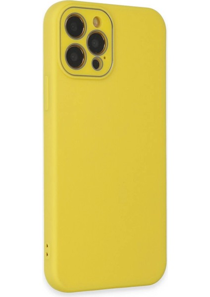 Newface iPhone 12 Pro Max Kılıf Lansman Glass Kapak - Sarı