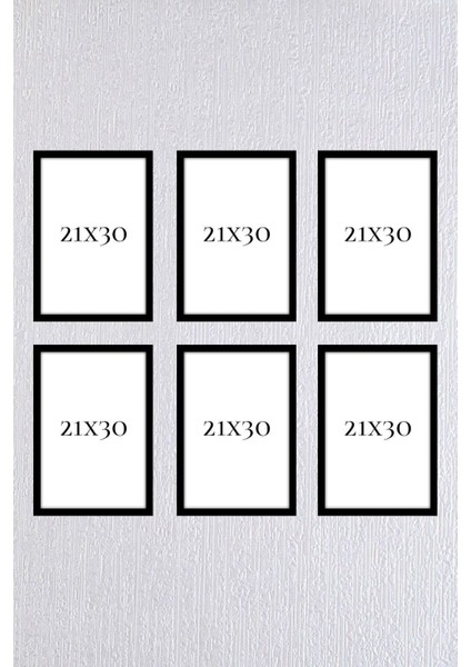 Elite 6 Adet 21X30 Siyah Çerçeve Seti 6 Adet (A4 )21X30 1 Adet