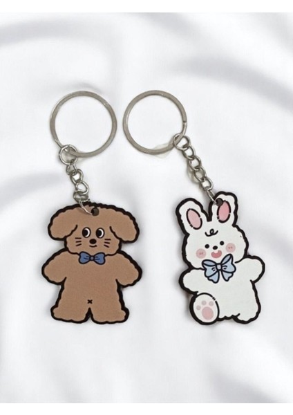 Elite Kawaii Bunny Bear Çift Sevgili Anahtarlık 2 Adet 1 Adet