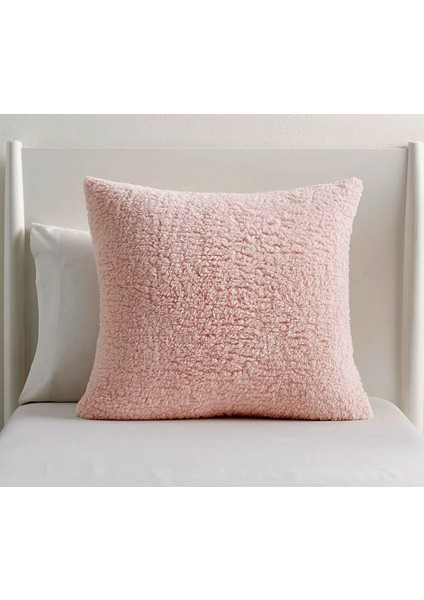 Elite Peluş Teddy Puffy Dekoratif Yastık Kırlent Kılıfı Pembe Pudra 43X43 1 Adet