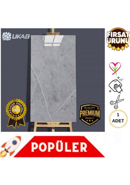 Elite Kendinden Yapışkanlı Esnek Köpük Beyaz Pvc Mermer Panel 60X30 cm Banyo Wc Mutfak 1 Adet
