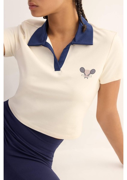 DefactoFit Standart Fit Baskılı Sporcu Kısa Kollu Polo Tişört D7136AX25SP fırsatları