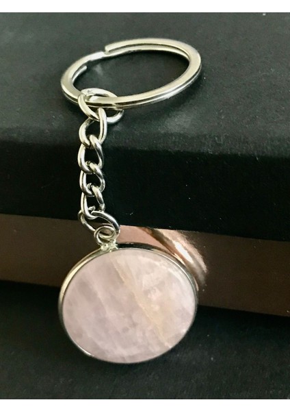 Elite Pembe Kuvars Doğal Taş Anahtarlık 1 Adet