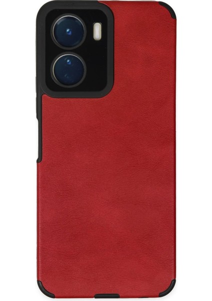 Newface Vivo Y16 Kılıf Loop Deri Silikon - Kırmızı